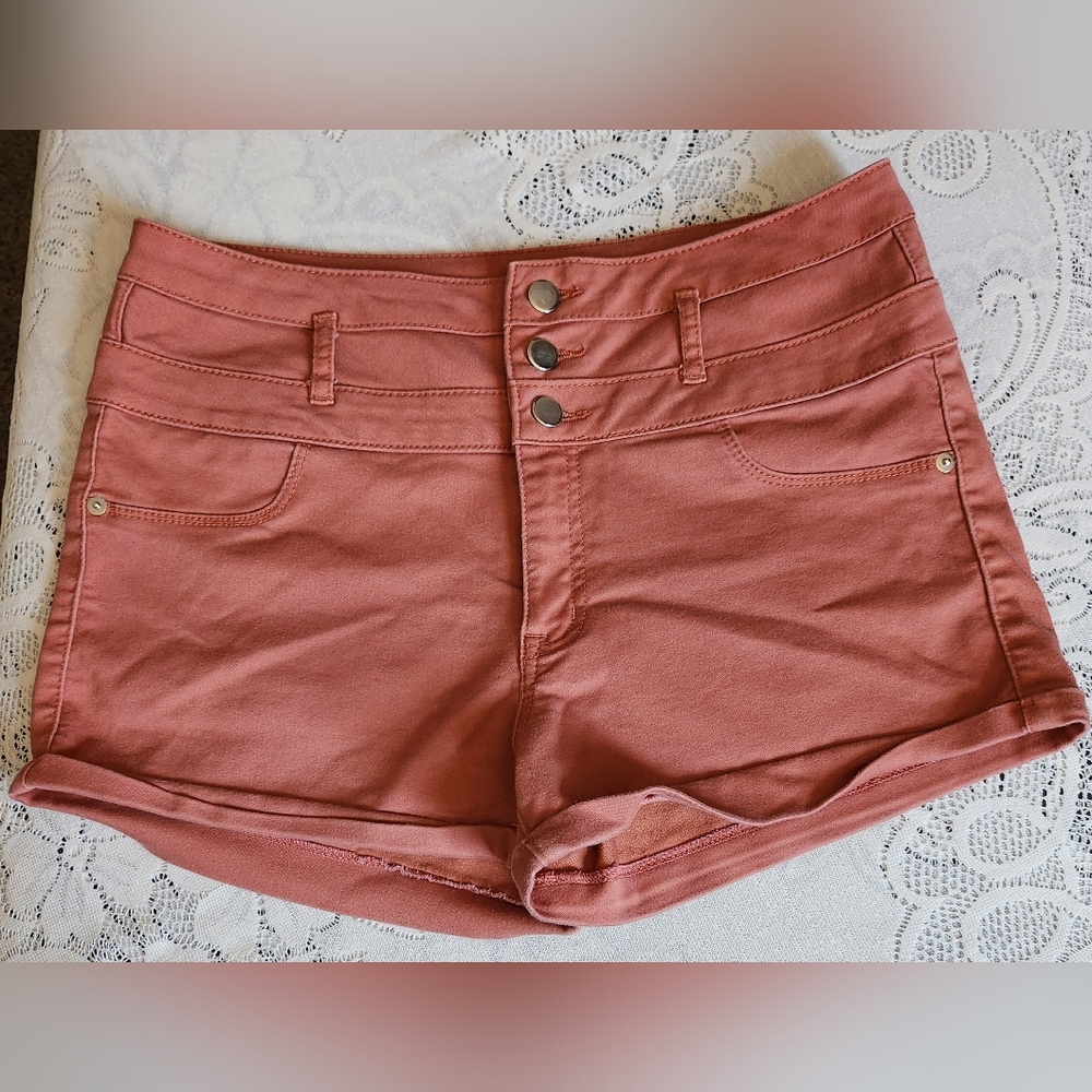 💲 TinselTown - Orange High-Waisted Shorts - (10)
